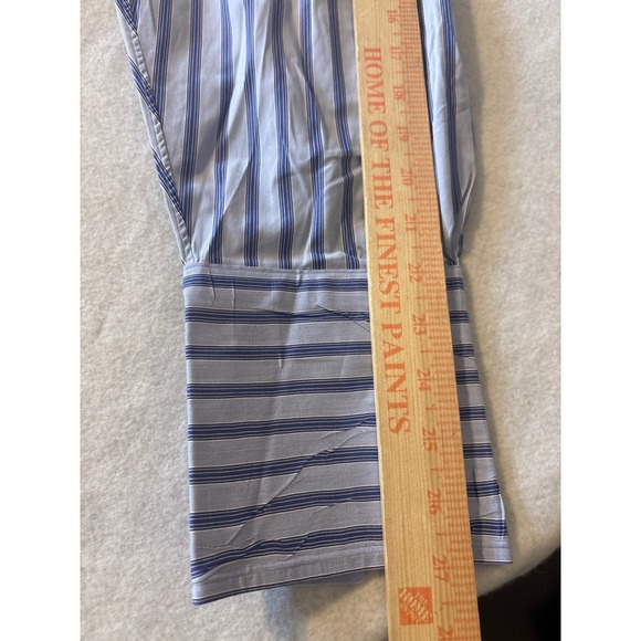 Faconnable Striped Button Down Shirt Mens 16.5 L Blue White Cotton Made in USA - Picture 5 of 8